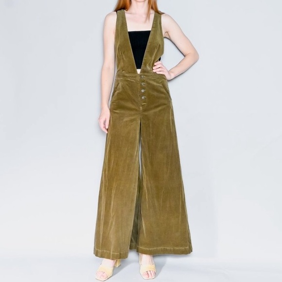 Free People Pants - FREE PEOPLE Old School Love Olive Corduroy Overalls